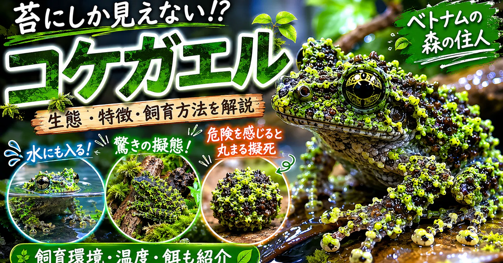 海外コレクター向き明治時代〜昭和戦前期頃蛙苔むした全長２３センチ重さ５キロ飾置物 苔にしか見えないカエル。コケガエルという不思議な存在。｜マキ爬虫類