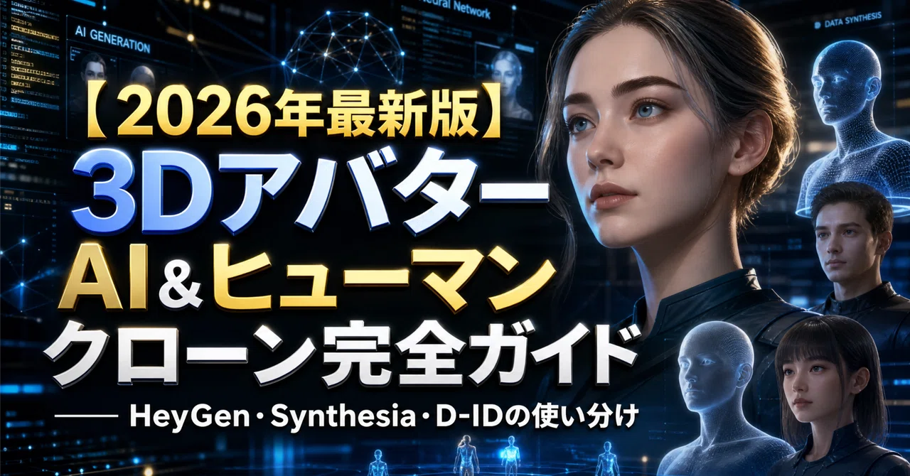 【2026年最新版】3DアバターAI&ヒューマンクローン完全ガイド|HeyGen・Synthesia・D-IDの使い分け