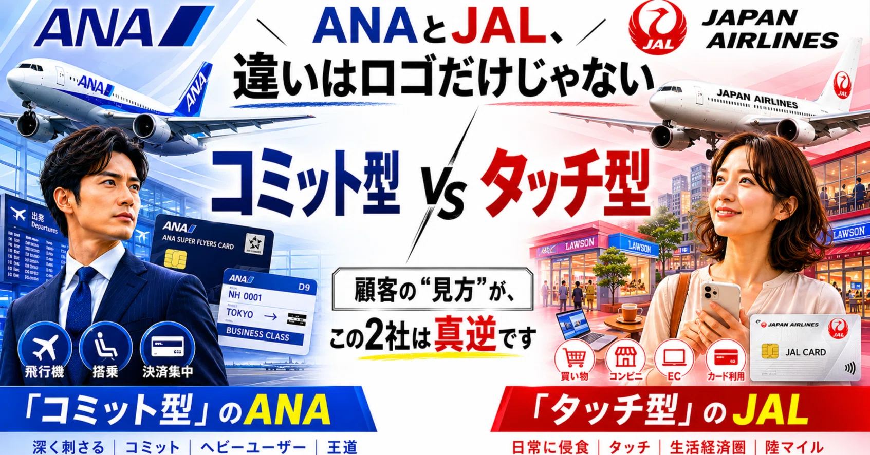 ANAとJAL、違いはロゴだけじゃない——「コミット型」のANA vs 「タッチ