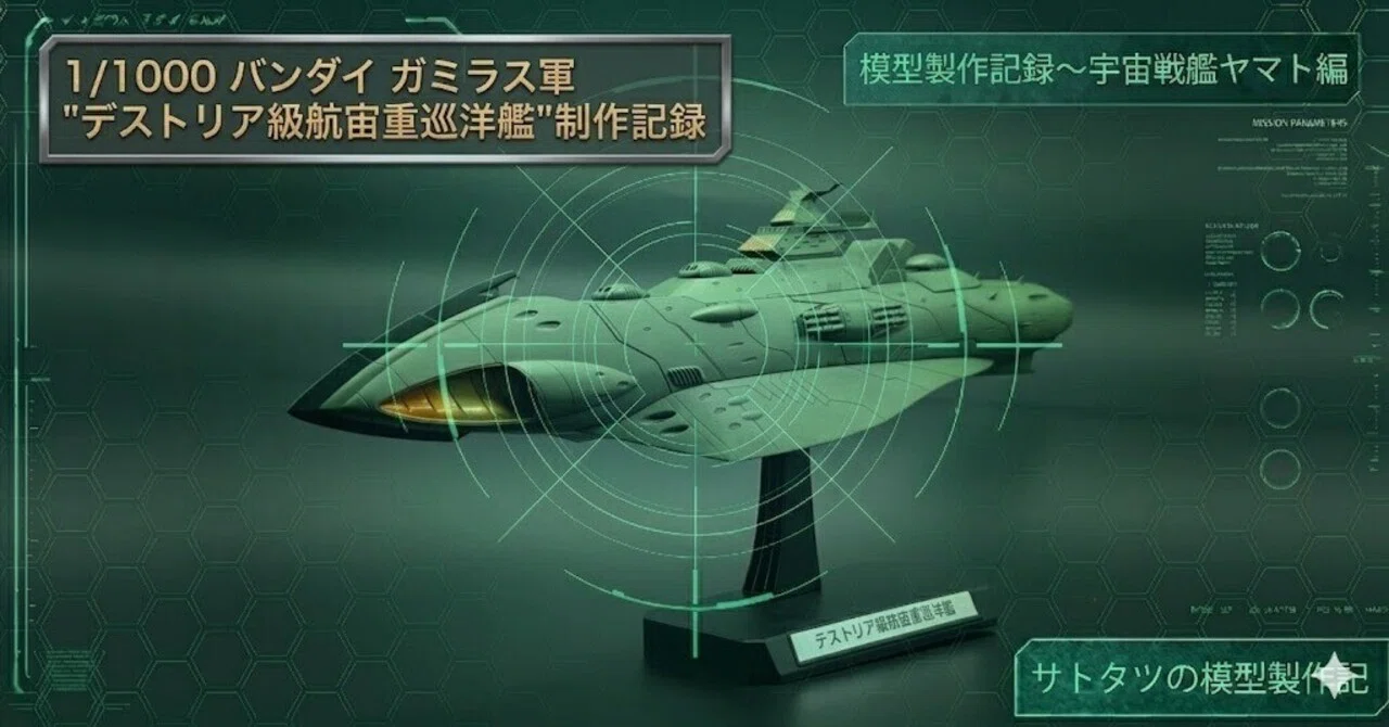 デストリア級航宙重巡洋艦 約20cm 台座付 宇宙戦艦ヤマト2199ガミラス艦 1/1000 バンダイ ガミラス軍 