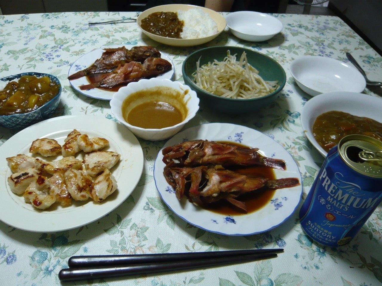 今日の晩御飯～煮魚、鶏ムネ肉のソテー、２日目のカレー｜水野かつひこ 