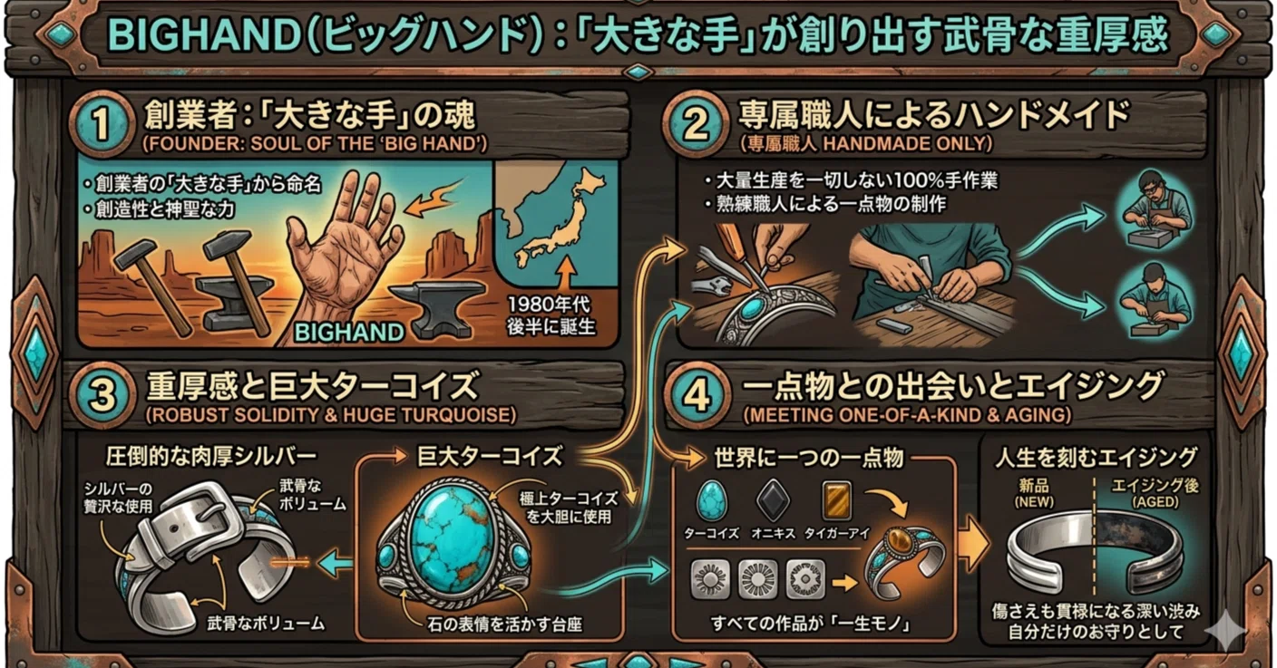 ネイティブ系アクセサリー(インディアンジュエリー)『BIGHAND（ビッグ