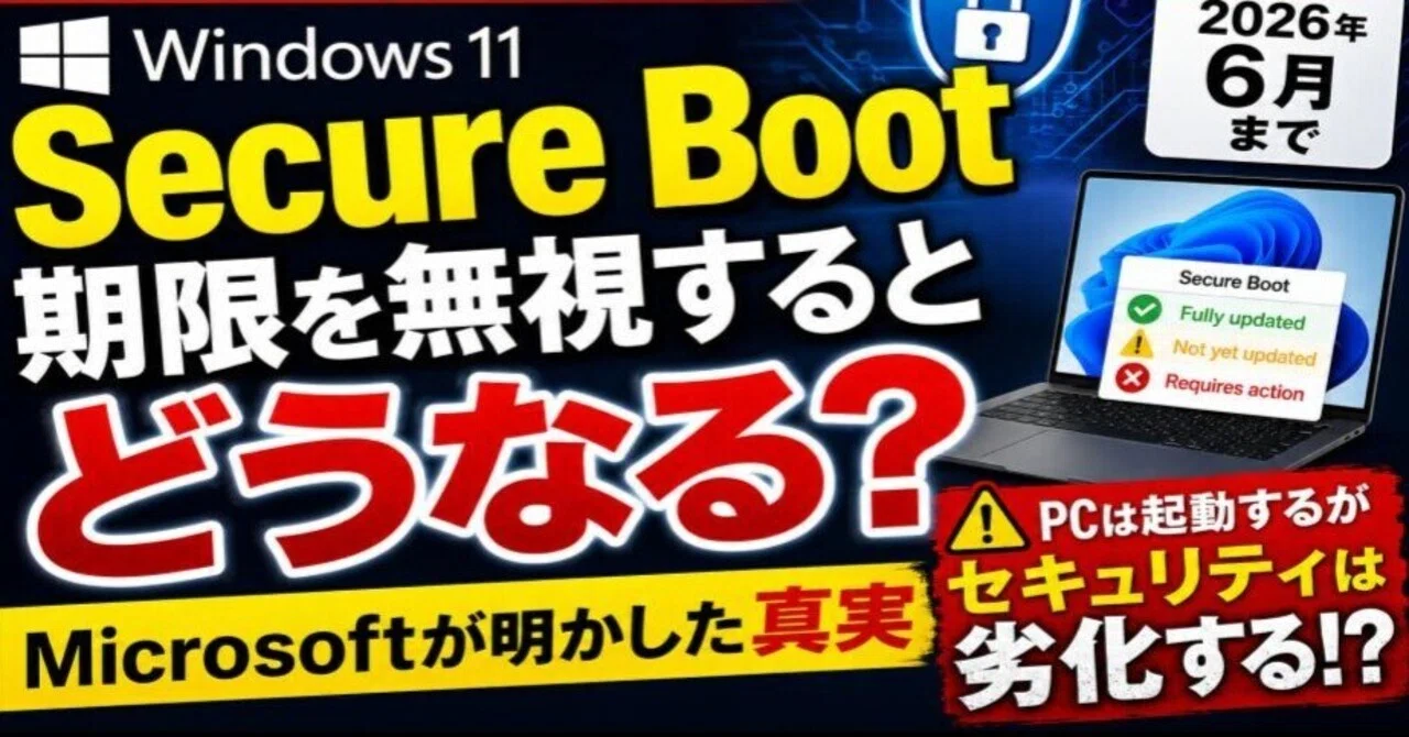 Windows 11】2026年6月の「Secure Boot期限」を無視すると何が起きる
