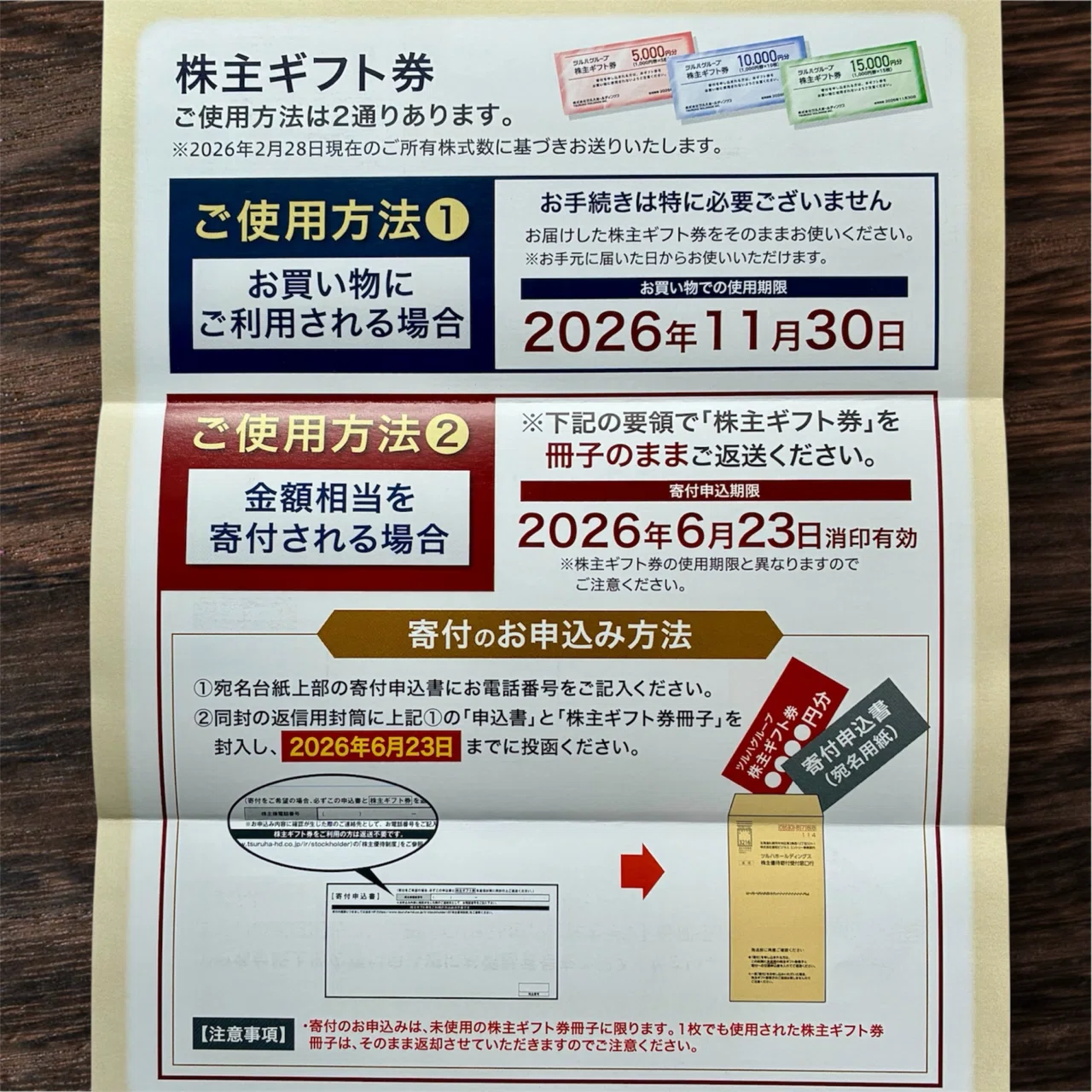 ツルハホールディングス（3391）より株主優待、届きました