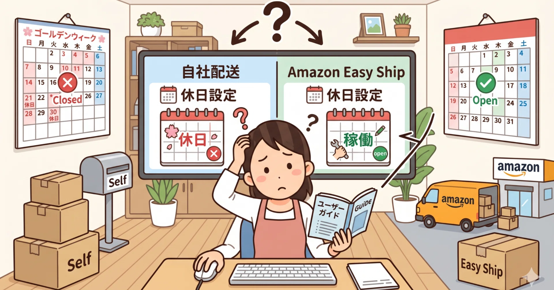 Amazon Easy Shipと自社配送（自己発送）を併用している人は休日設定や