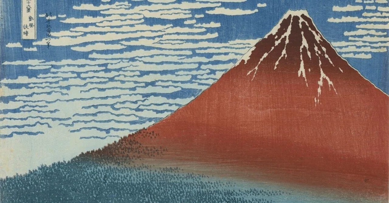 冨嶽三十六景」展出品作② 葛飾北斎《凱風快晴》天保元年～4年頃（1830