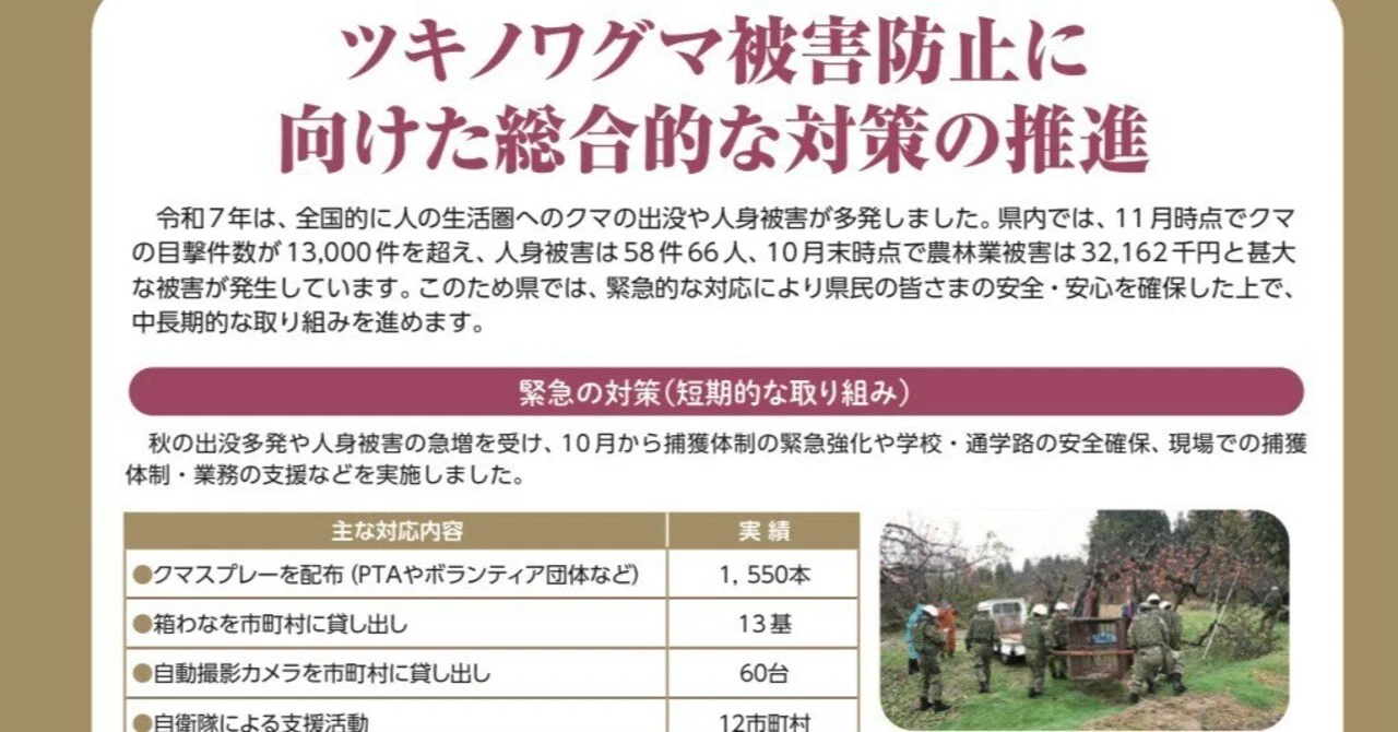 ツキノワグマ被害防止のために：秋田県への要望書と市町村へのお願い