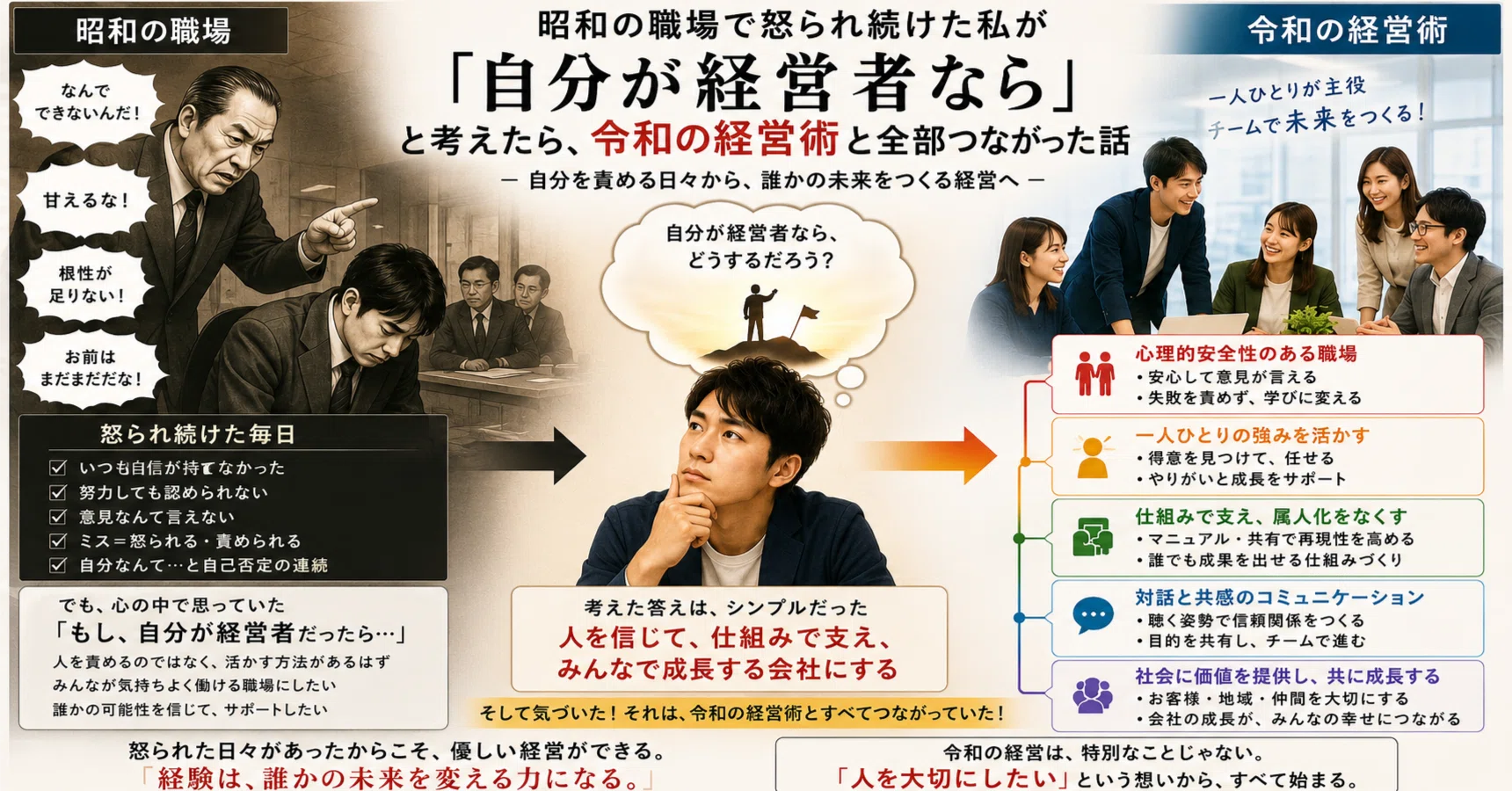 昭和の職場で怒られ続けた私が「自分が経営者なら」と考えたら、令和の 