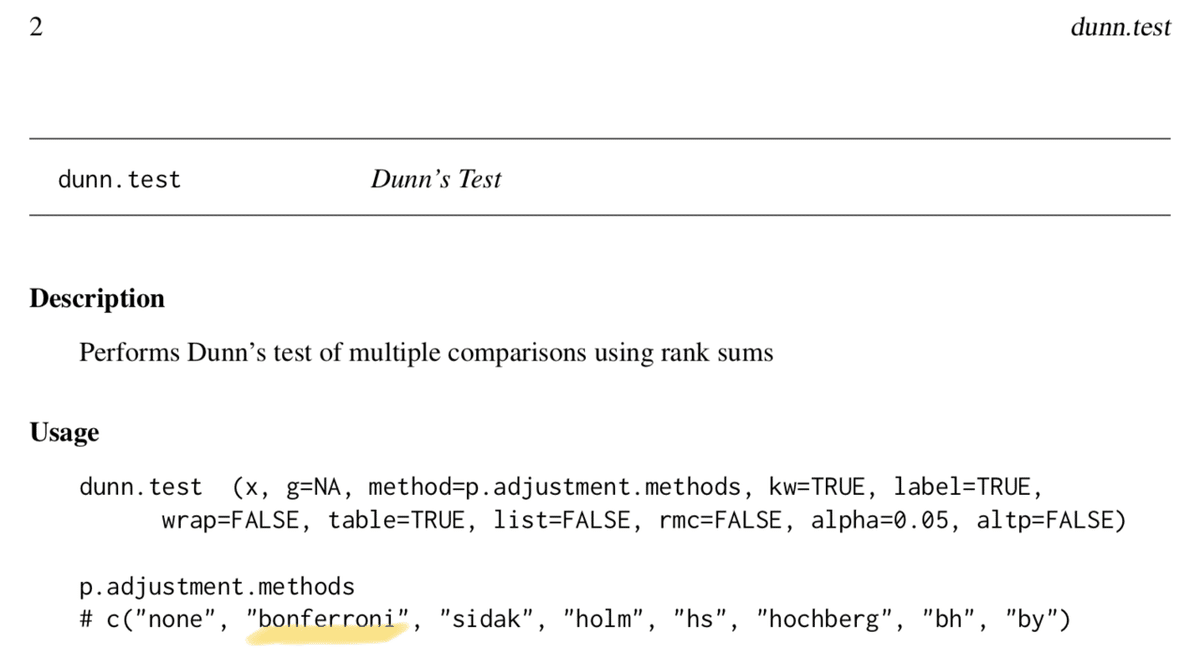 【R言語】Dunn-Bonferroni補正のコードを書く(ノンパラメトリック+サンプルサイズ小さめの場合)|eiko_programming