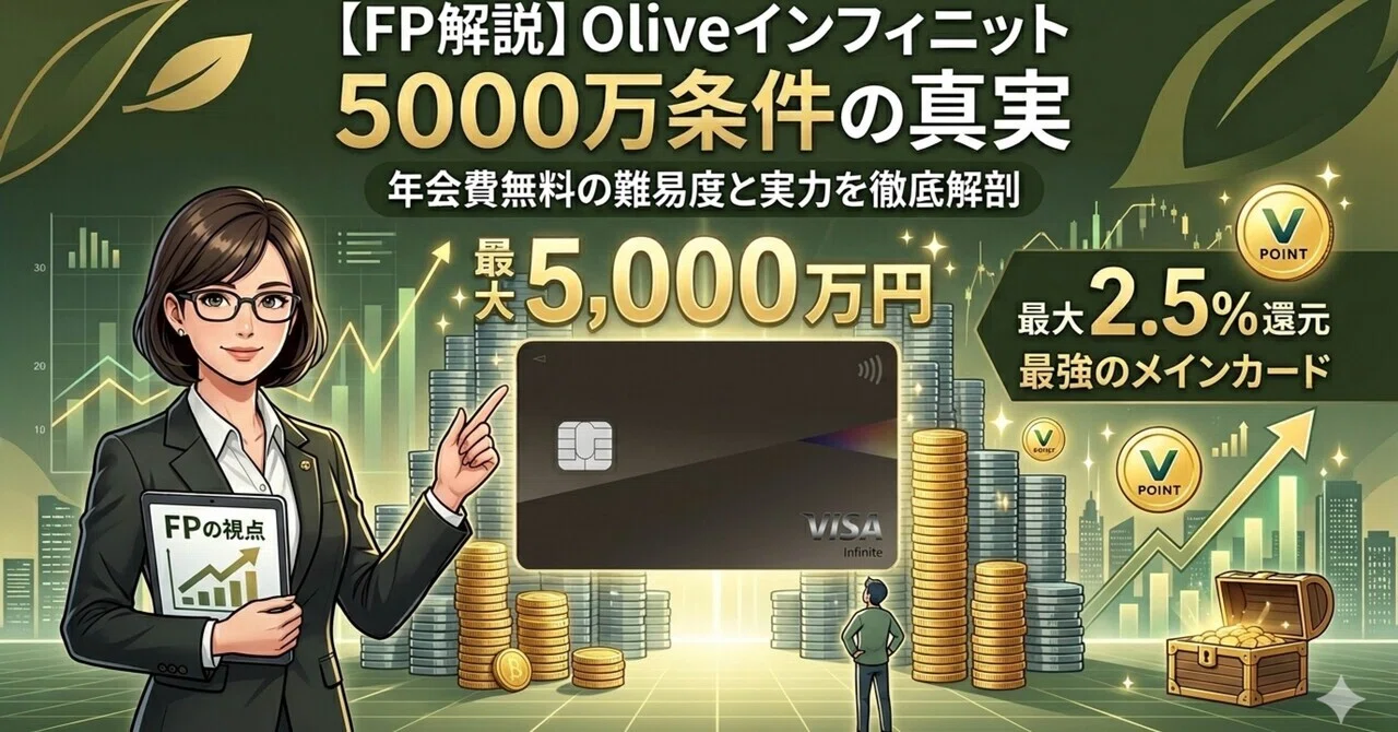 FP解説】Oliveインフィニットの5000万条件は厳しい？年会費無料化の