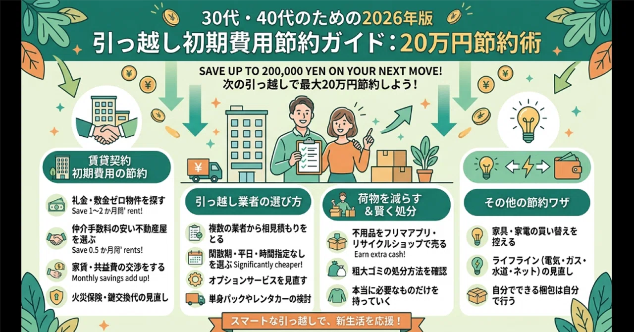 引越し費用 + 賃貸初期費用 — 30-40代転居者が知らずに損する20万円 