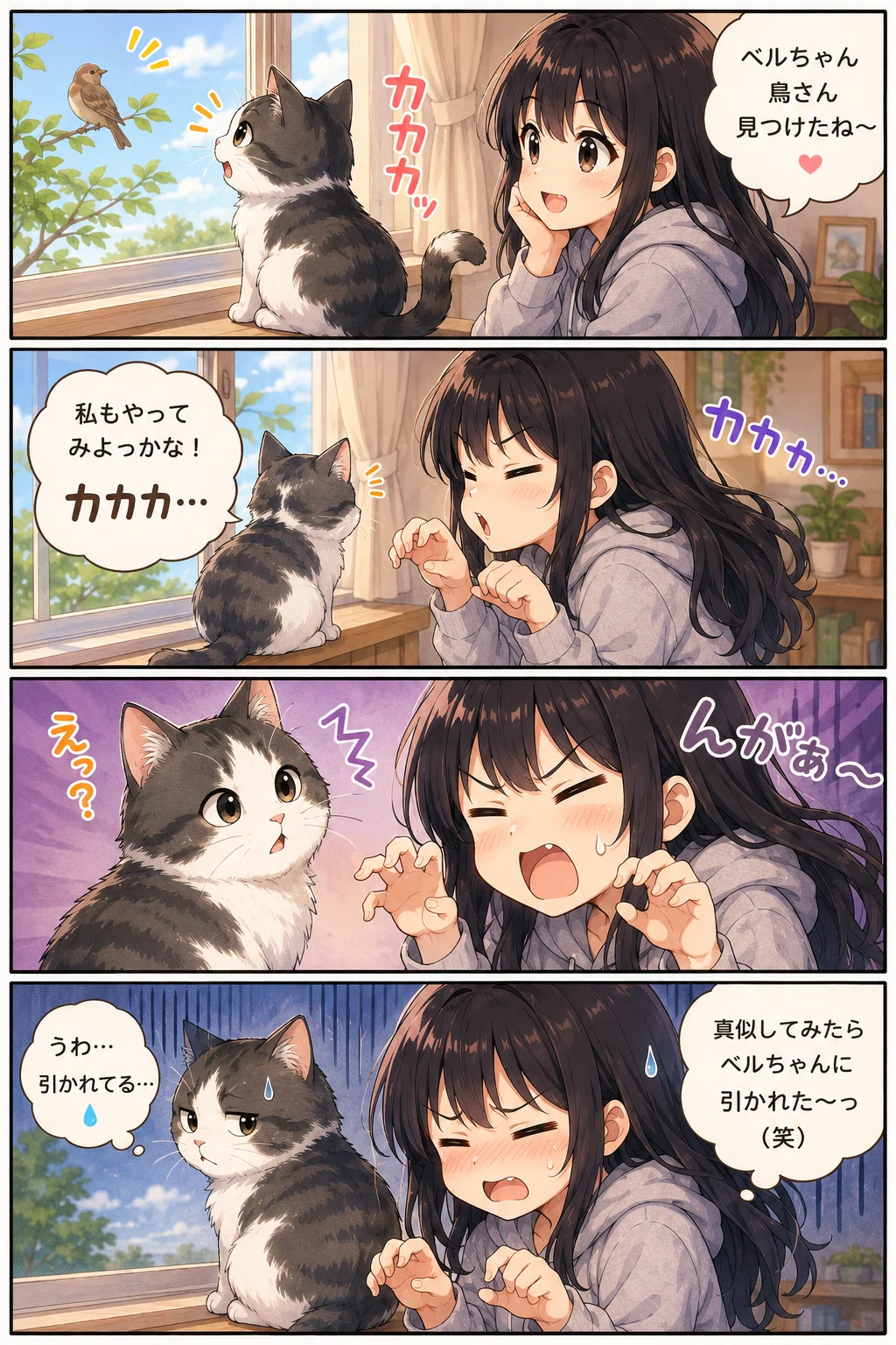 うちのねこ、天才!?」第82〜84話｜窓辺のクラッキングと夜中の運動会