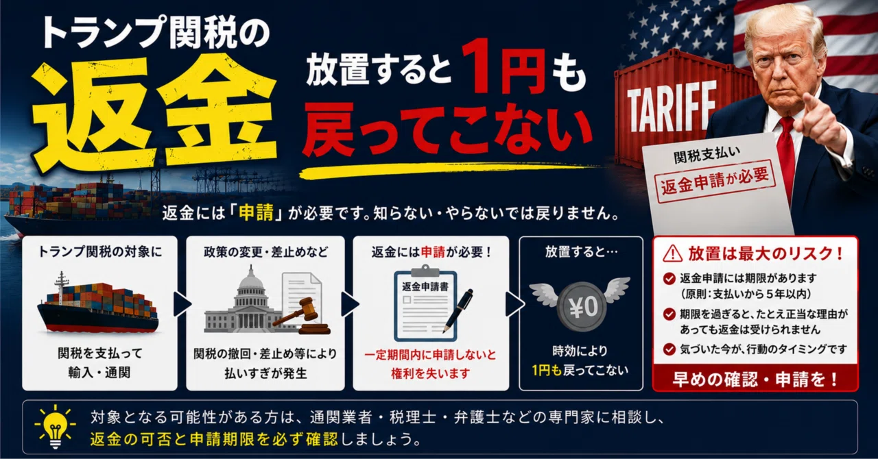 トランプ関税の返金、放置すると1円も戻ってこない話｜tamayan
