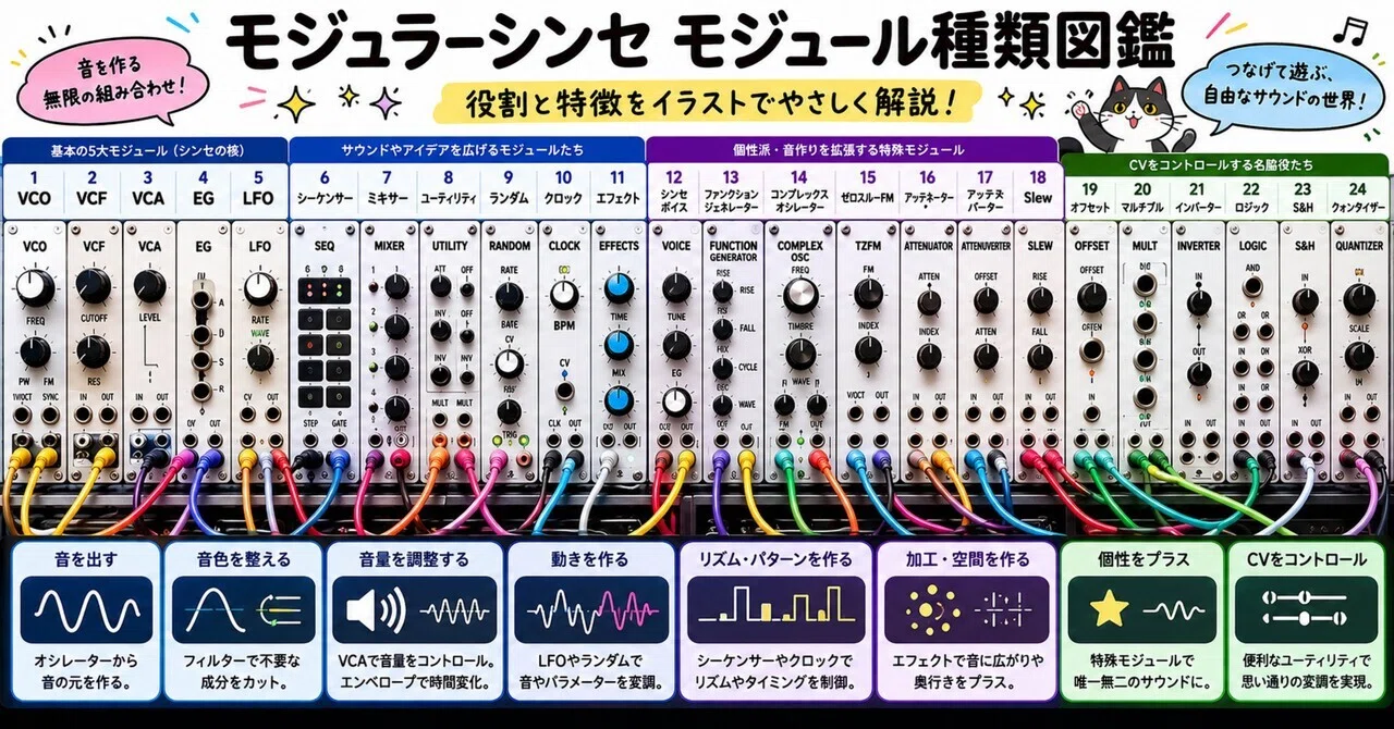 モジュラーシンセ】aiで書く、モジュラーシンセ モジュール機能別入門