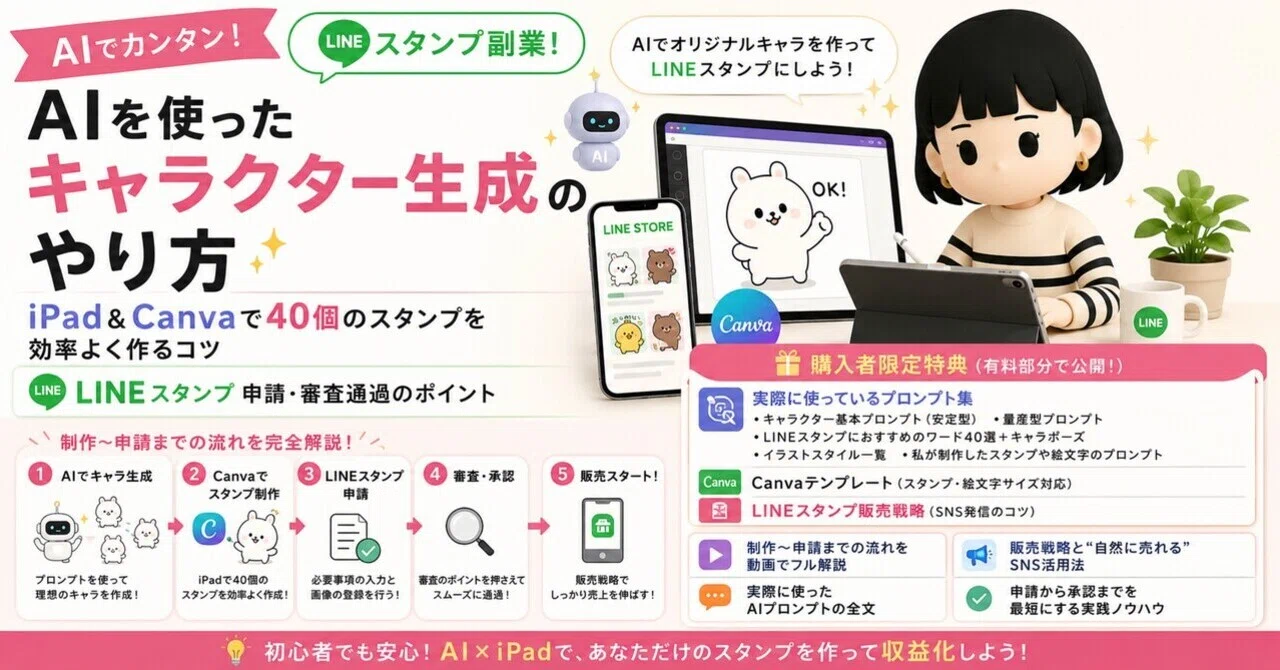 保存版】AI×LINEスタンプ副業！1日でできる作成から申請までの完全