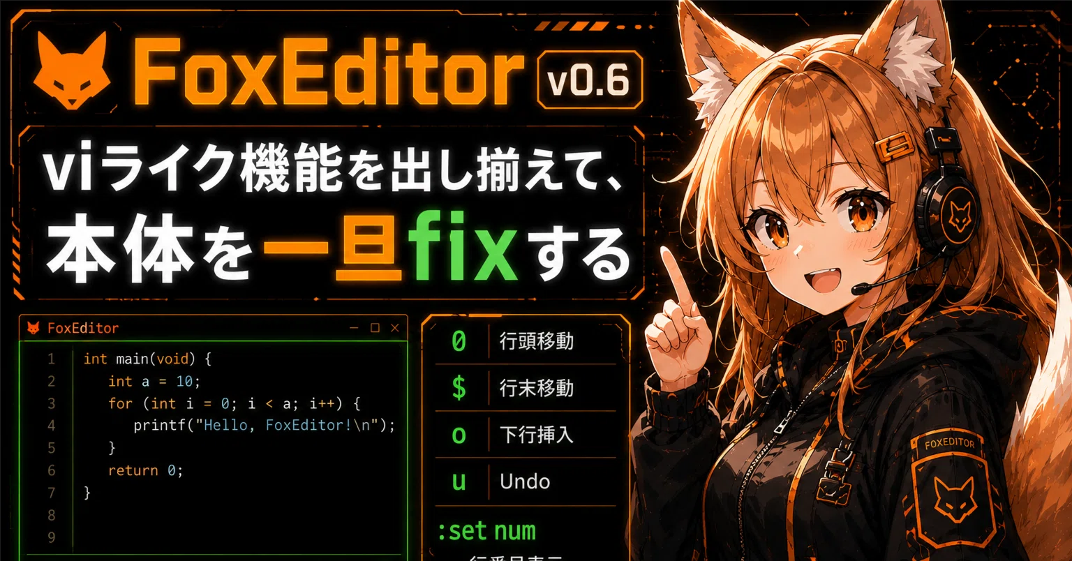 コード付]FoxEditor(自作エディタ) v0.6 ― viライク機能を出し揃えて