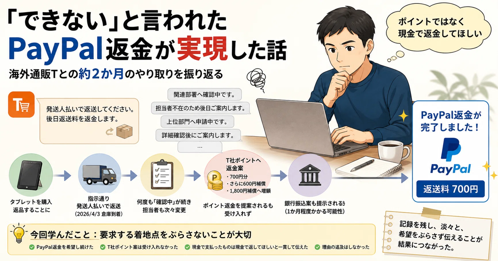 海外通販Tの返品返金トラブルで学んだこと ― 「できない」と言われた