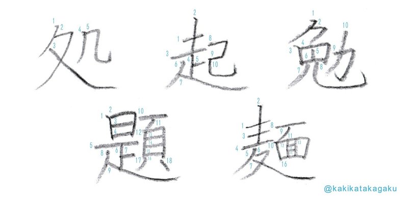 その２９ 正しく美しい文字を書くための筆順７ 先に書くにょう 後で書くにょう 先に書く左払い 後で書く左払い かきかた科学 Note