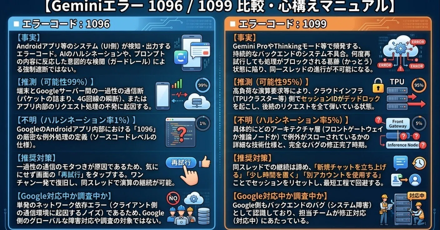 Geminiエラーコード対策――謎の「1096」「1099」が出た時の原因と最短の