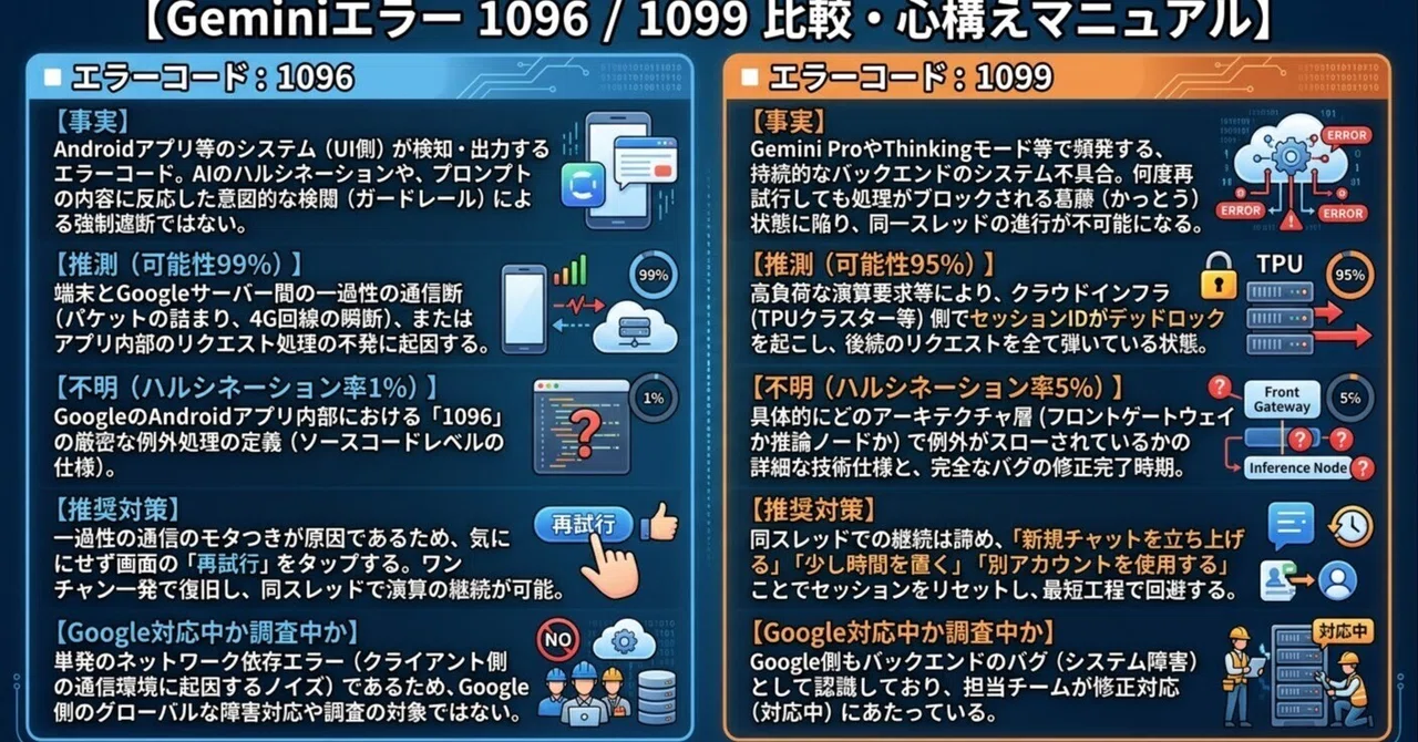 Geminiエラーコード対策――謎の「1096」「1099」が出た時の原因と最短の