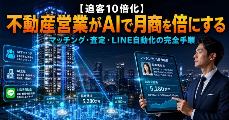 【追客10倍化】不動産営業がAIで月商を倍にするマッチング・査定・LINE自動化の完全手順
