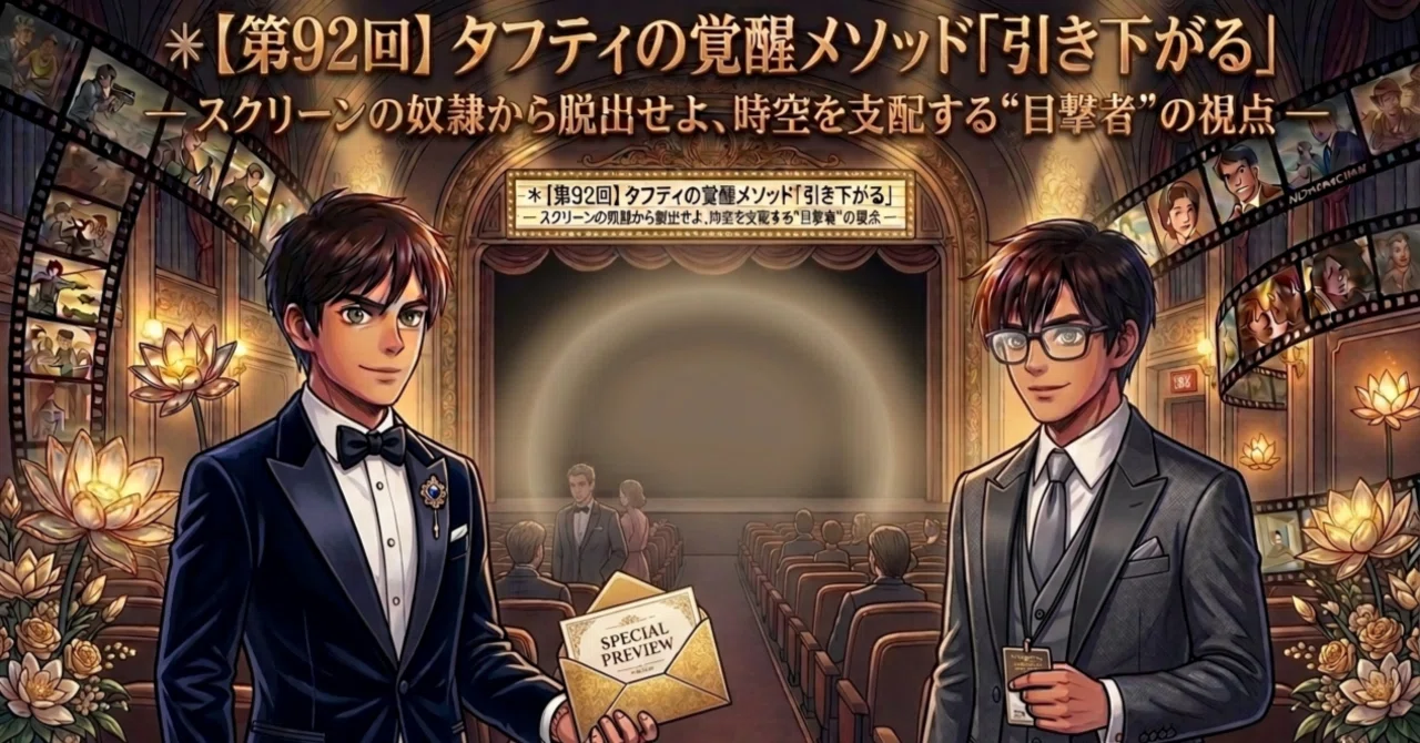 【第92回】タフティの覚醒メソッド「引き下がる」 ― スクリーンの奴隷から脱出せよ、時空を支配する“目撃者”の視点 ―|ひこちゃん × けん ...