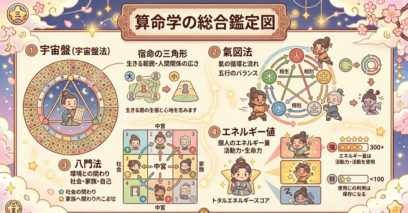 算命学でみる宇宙盤・氣図法・八門法・エネルギー値って何？算命学に出
