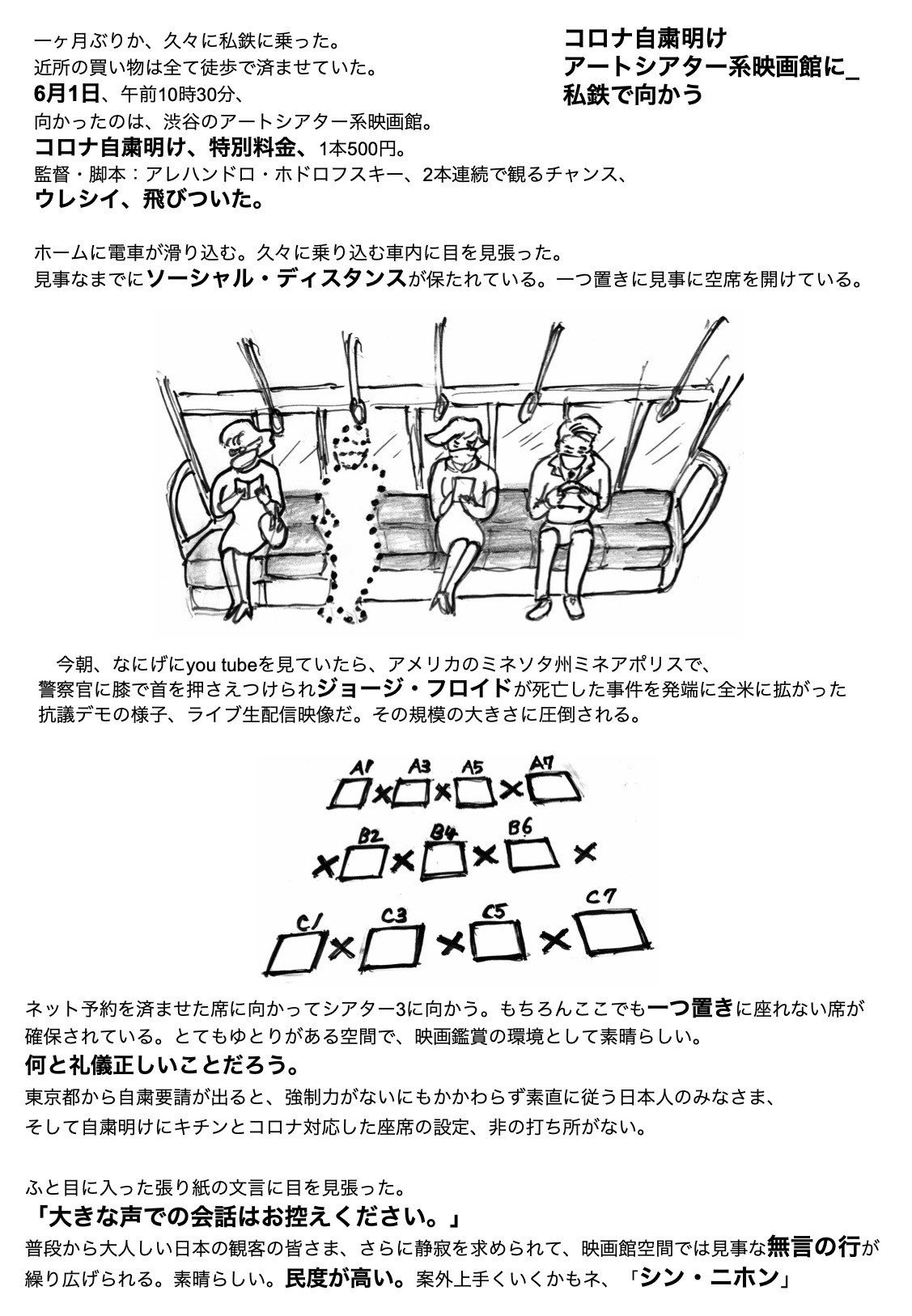 016 コロナ自粛明け アートシアター系映画館に 私鉄で向かう オレカクカタル 日々ディレクターズカット 絵コンテ日記 Note 016 コロナ自粛明け アートシアター系映画館に 私鉄で向かう オレカクカタル 日々ディレクターズカット 絵コンテ日記 Note
