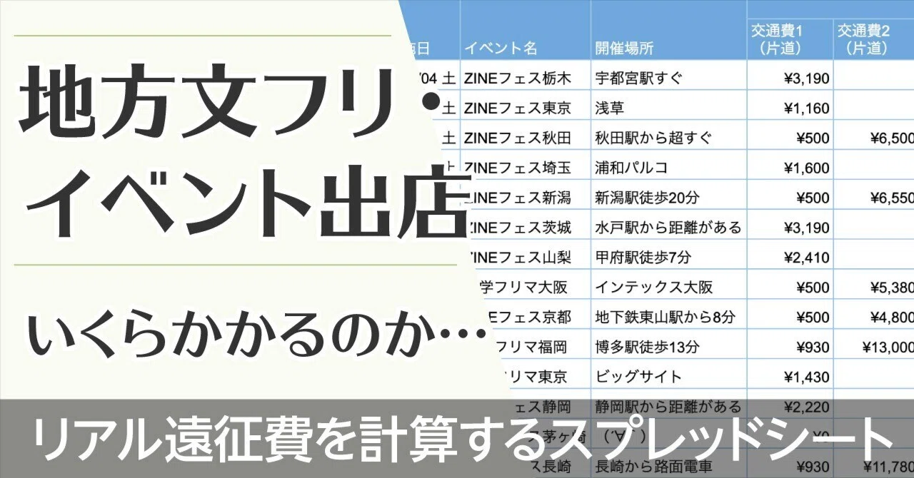 地方の文学フリマやZINEフェスに参加する意義とは？―遠征費用の現実