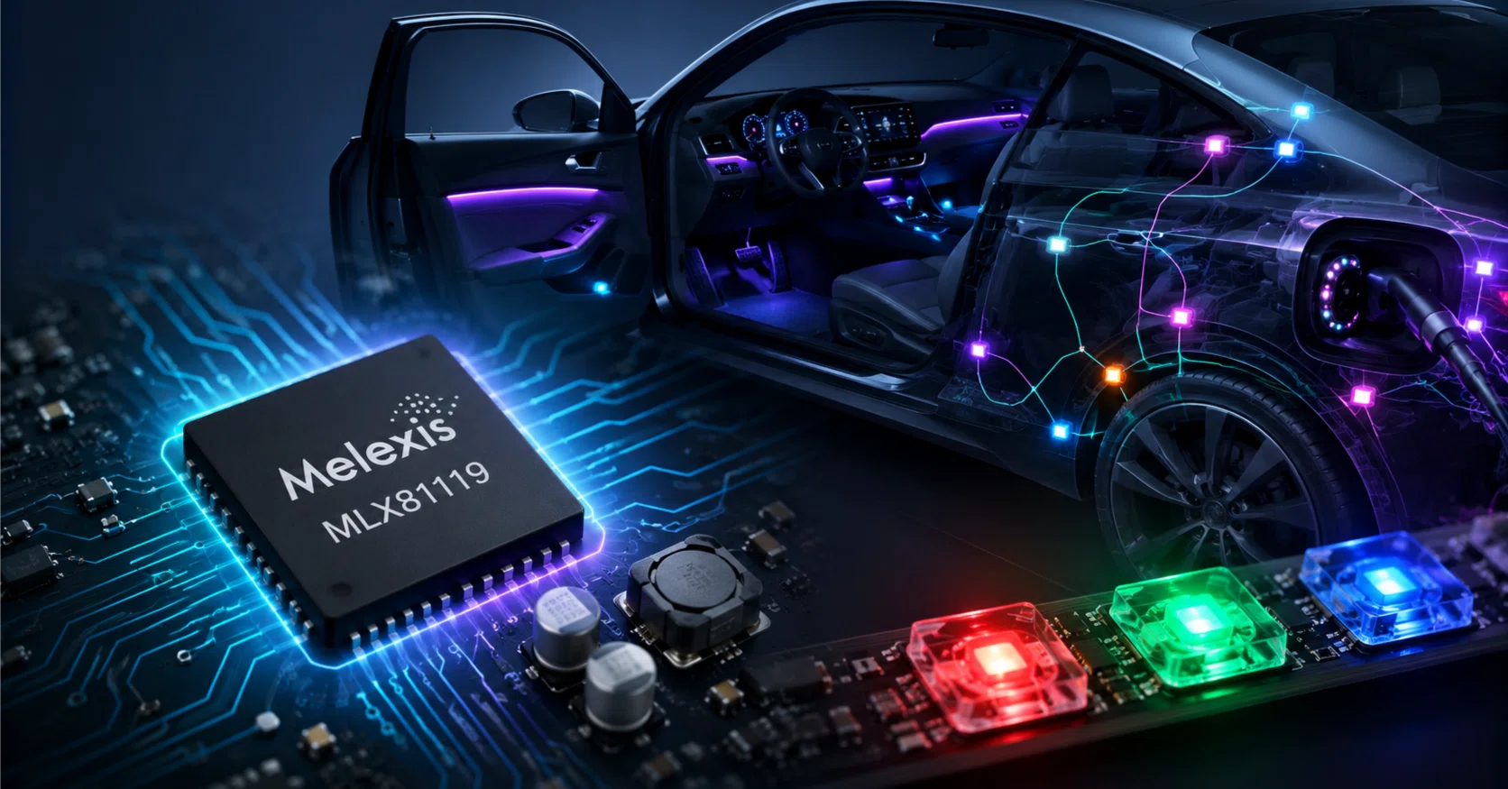 ?メレクシス、DC/DC内蔵LIN RGB LEDコントローラー「MLX81119」を発表 