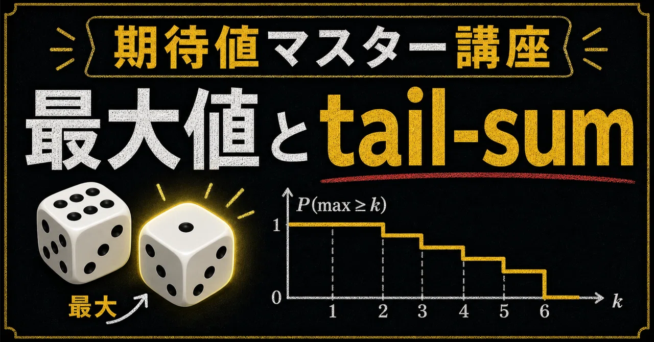 【期待値マスター講座28】tail-sumでさいころ2回の最大値を求める｜ゴウカライズ (オンライン学習塾)