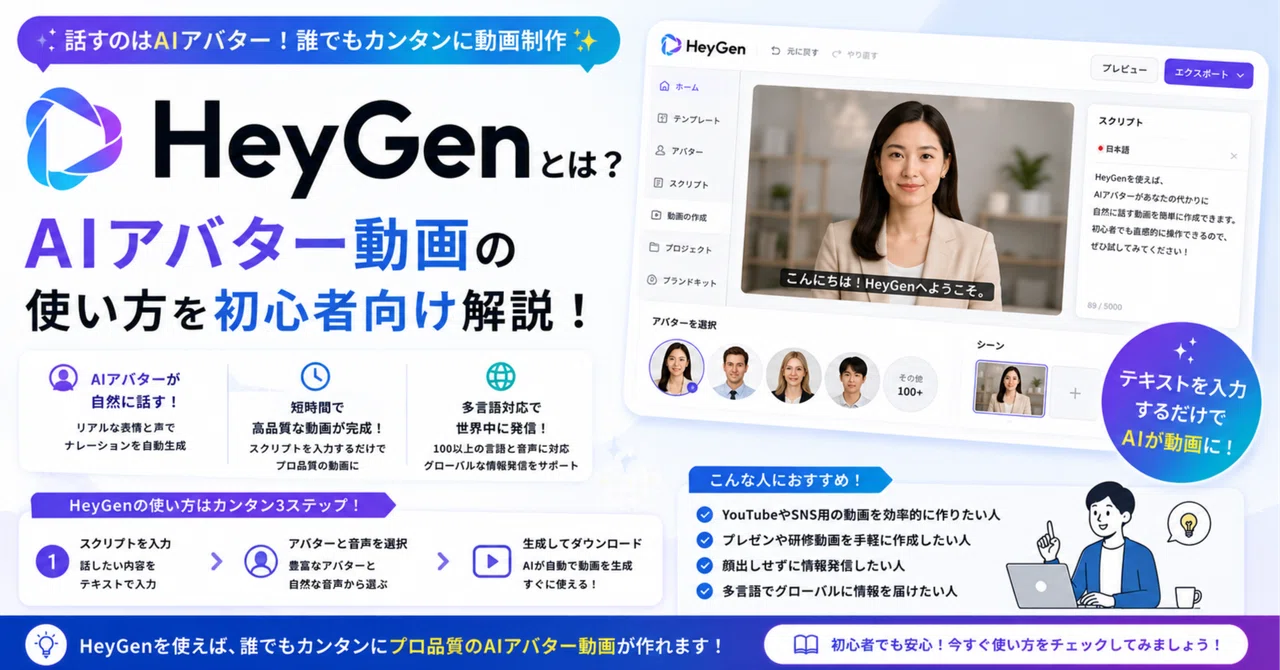 HeyGenとは?AIアバター動画の使い方を初心者向け解説