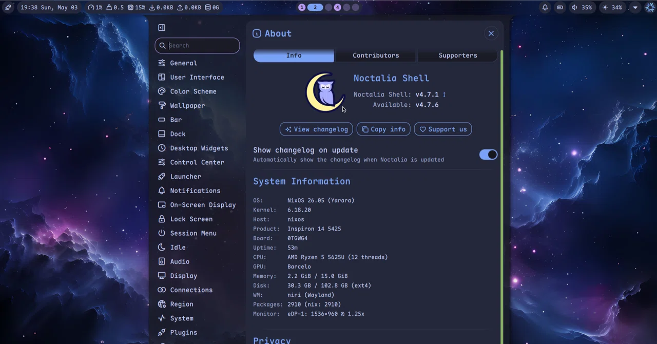 Niri Shell 一目惚れから始まった。NixOSに最高の美しさをもたらす「Niri + Noctalia」環境の作り方|Saji|ペンギンになろう