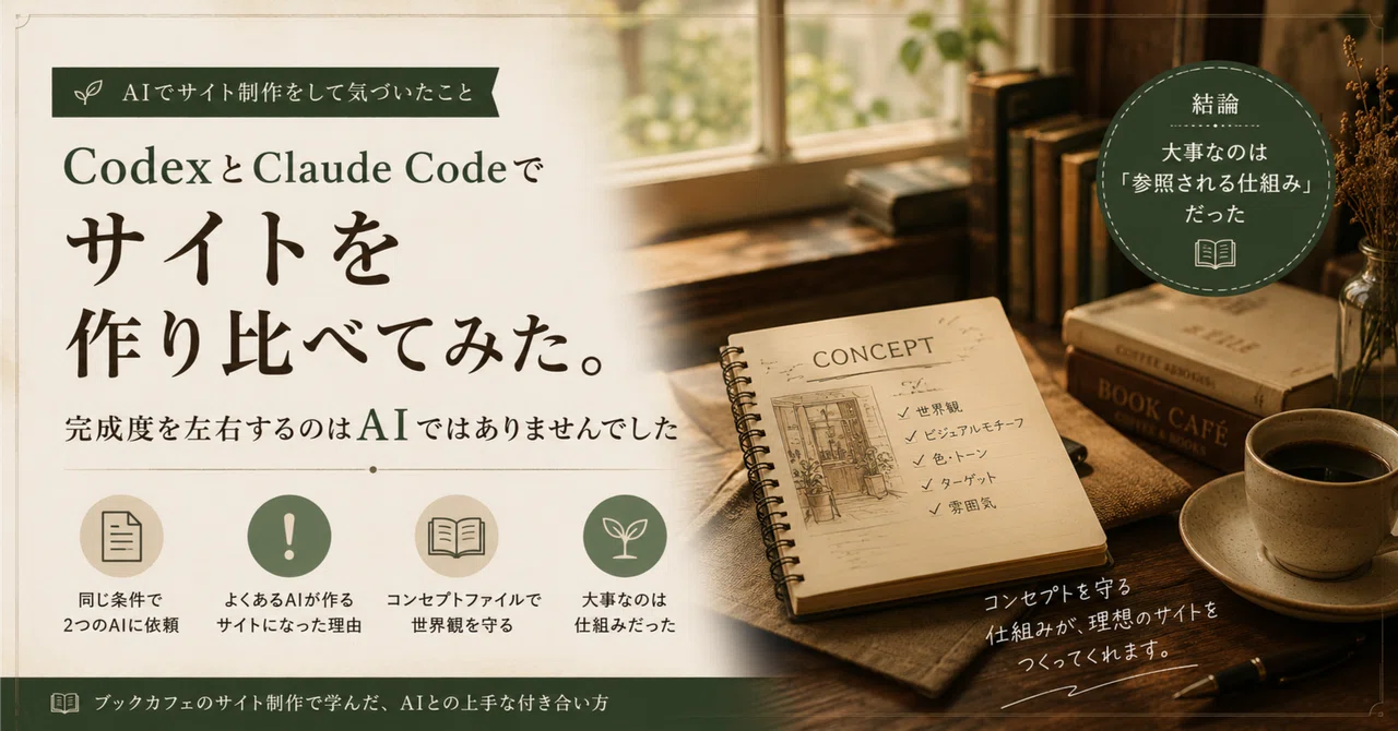 #399 Codex・Claude Codeでサイトを作り比べてみた。完成度を左右するのはAIではありませんでした｜ちーみつ｜AIでめんど ...