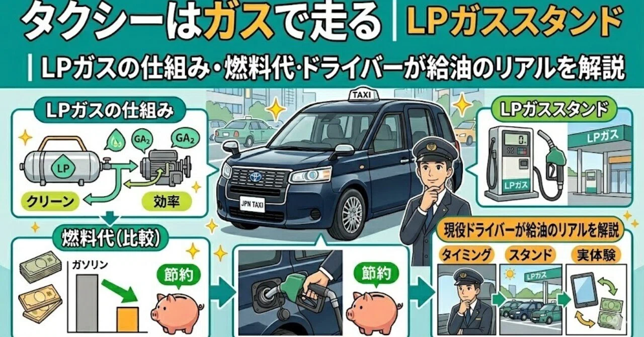 タクシーはガスで走る｜LPガスの仕組み・燃料代・ガススタンド～現役