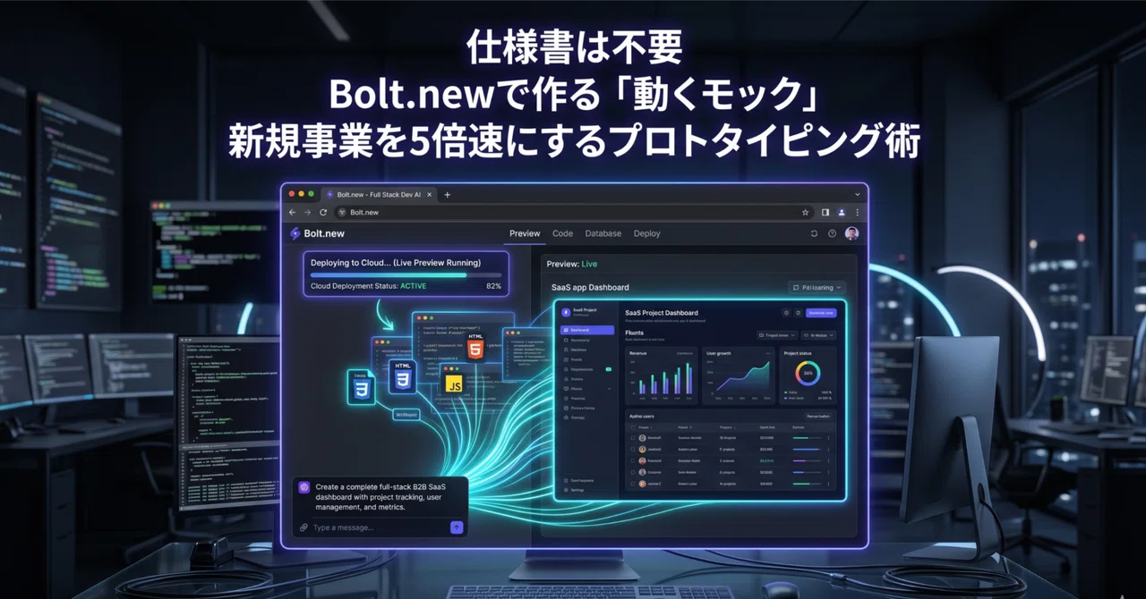 【AI活用術】仕様書すら不要。Bolt.newで実現する「対話型プロトタイピング」と新規事業の検証爆速化