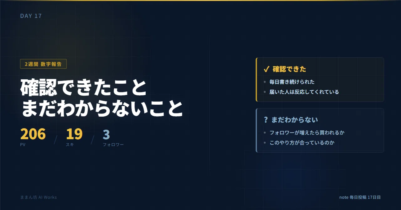 Day1から2週間——私が確認できたことと、まだわからないこと｜ままん坊