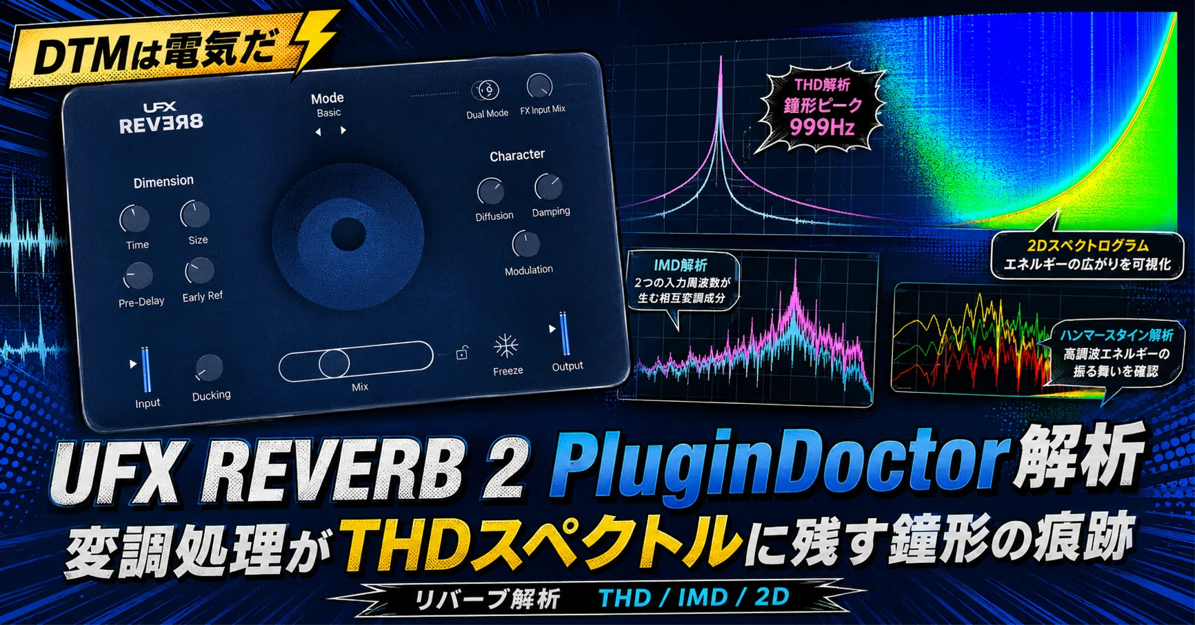 【値下げ中】初期モデル　Specular Reverb 動作未確認 UJAM UFX REVERB 2 PluginDoctor解析｜変調処理がTHDスペクトルに残す