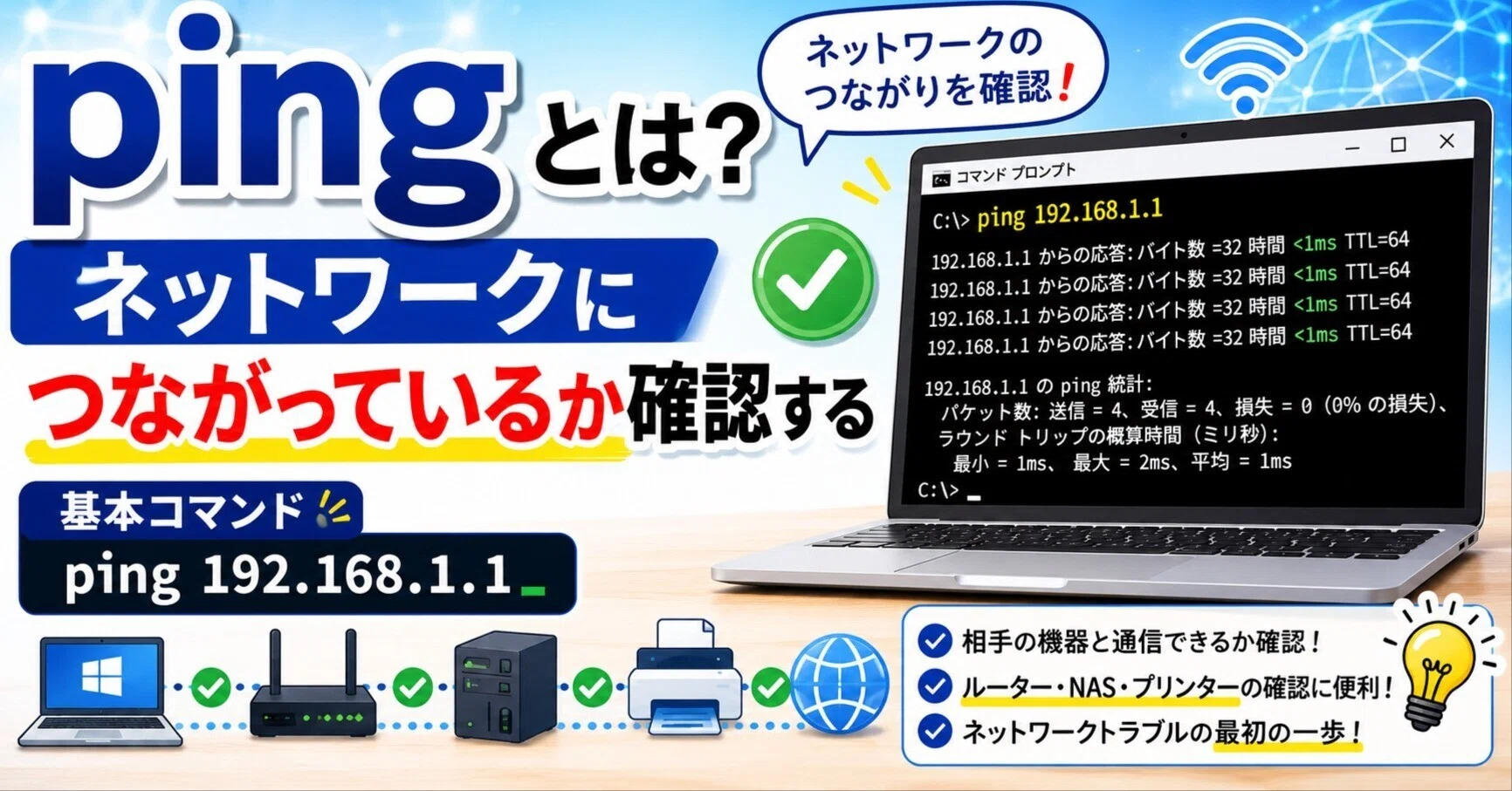 pingとは？ネットワークにつながっているか確認する基本コマンド