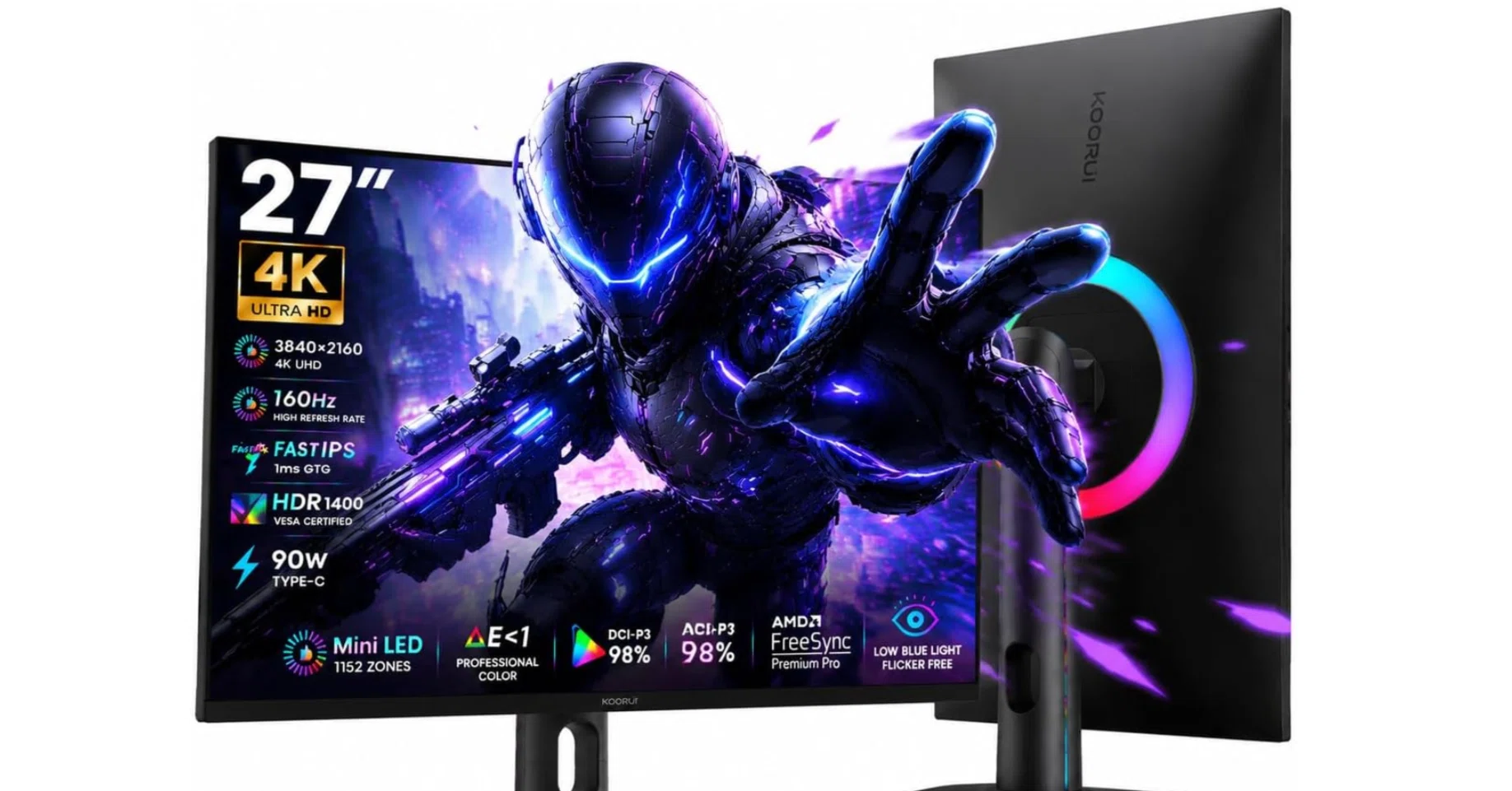 KOORUI 27インチ Mini LED ゲーミングモニター【GN27Q / 4K160Hz