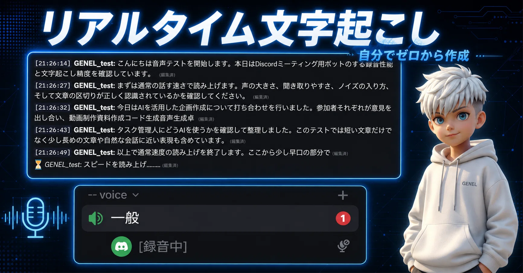 Discord会議の録音+文字起こしBotをClaude Code で作ってみた｜動画