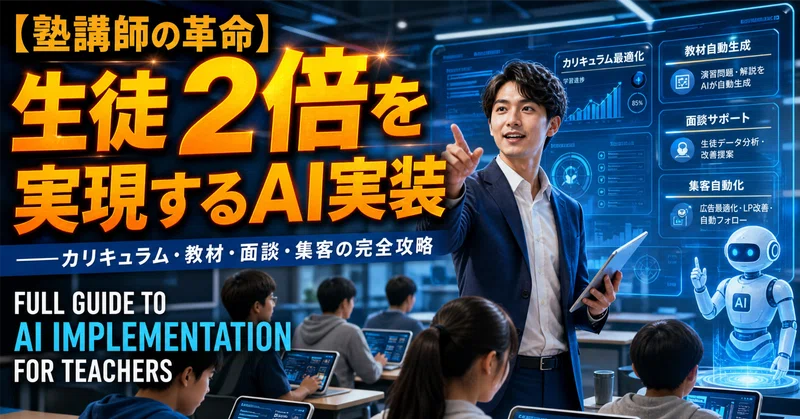 【塾講師の革命】生徒2倍を実現するAI実装｜カリキュラム・教材・面談・集客の完全攻略