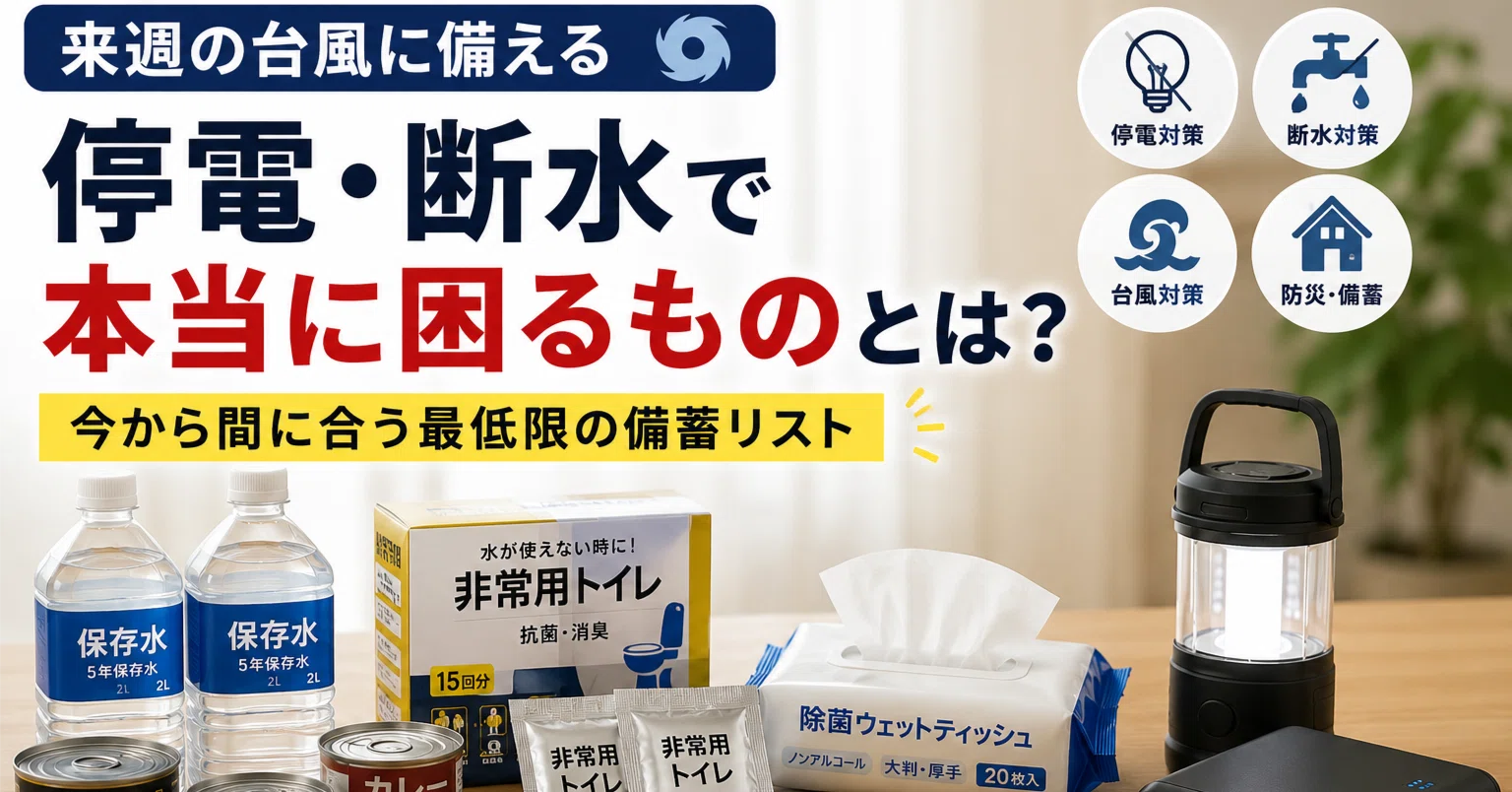 来週の台風に備える】停電・断水で本当に困るものとは？今から間に合う
