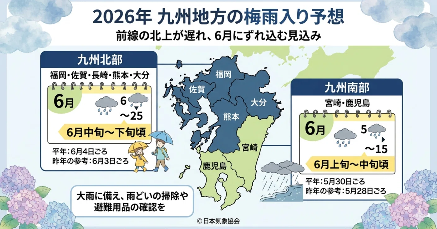 九州 梅雨入り 2026