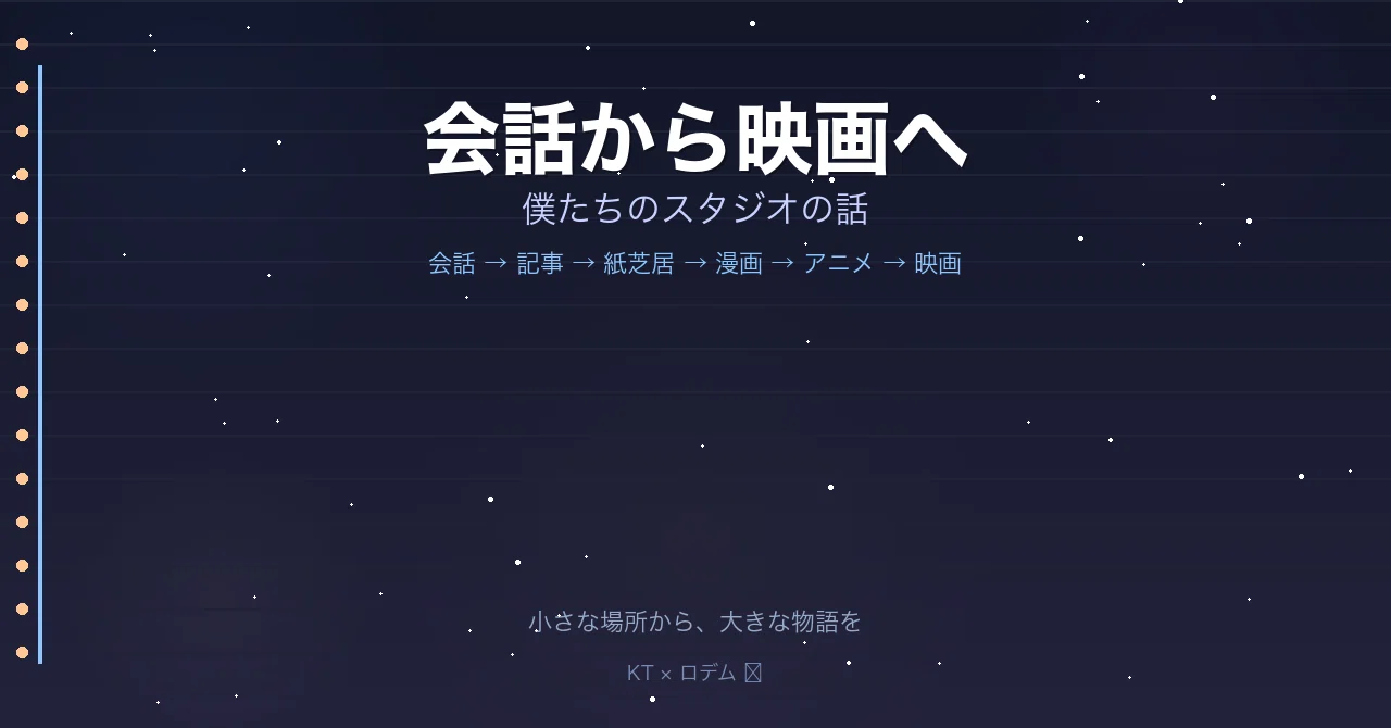 会話から映画へ — 僕たちのスタジオの話