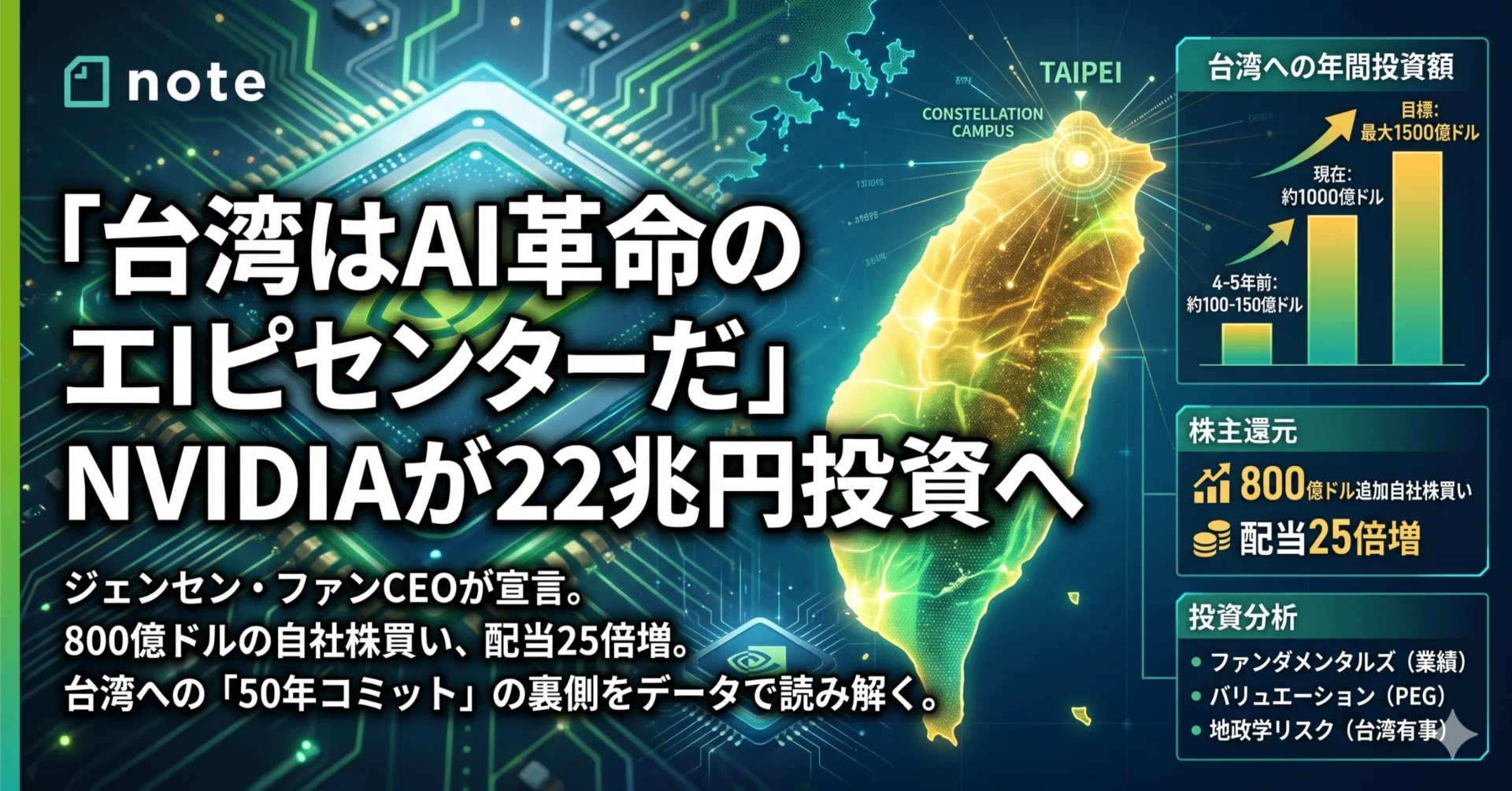 年間15兆円】NVIDIAが台湾に賭けた「AI革命の勝負」。投資家が知るべき