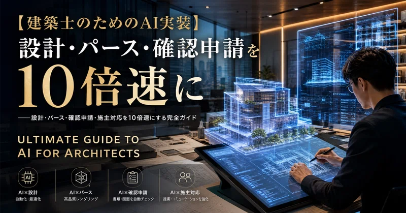 【建築士のためのAI実装】設計・パース・確認申請・施主対応を10倍速にする完全ガイド