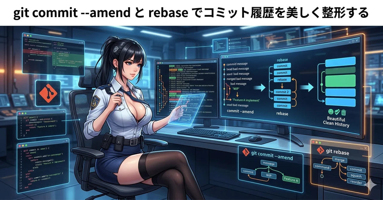 【Gitコマンド上級編：No.6】 git commit --amend と rebase でコミット履歴を美しく整形する｜flower