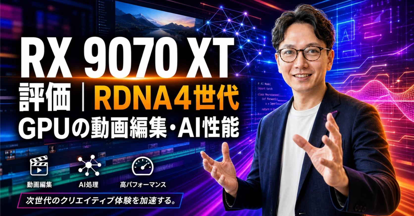RX 9070 XT 評価｜RDNA4世代GPUの動画編集・AI性能｜エスワン／OMASA
