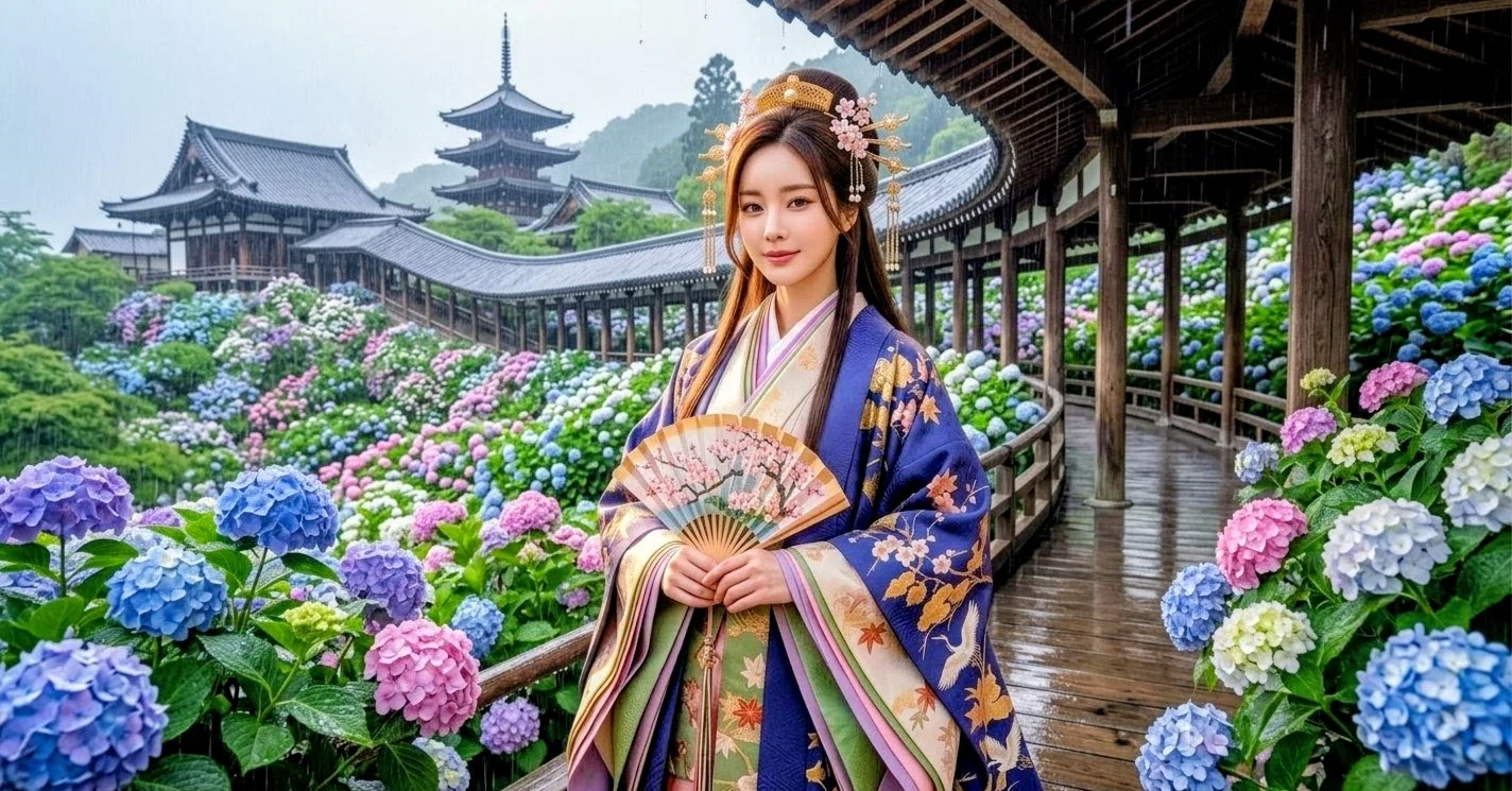 🪭 葵月の大和 ─ 紫陽花は、雨を待っていた 🌿✨️ ｜🍀 言の葉びと
